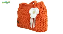 کیف بافتنی طرح گل شیکدو مدل BFB02 | شیکدو