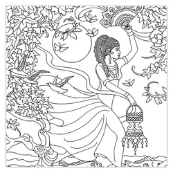 تابلو رنگ آمیزی زن هندی کد 1198