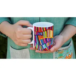 ماگ سرامیکی طرح کتابخانه رنگی کد 2104