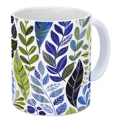 ماگ سرامیکی با طرح برگ آبی کد 209