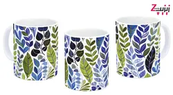 ماگ سرامیکی با طرح برگ آبی کد 209