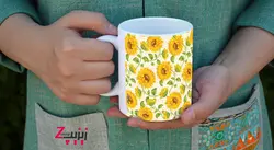 ماگ سرامیکی گل آفتابگردان با طرح کد 235