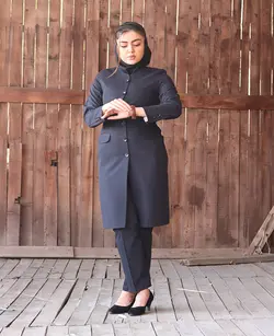 مانتو شلوار اداری دکمه مخفی کد 1785