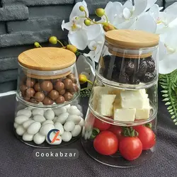 برج تنقلات (بانکه) پیرکس بروسیلیکات با درب بامبو Glass