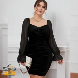 پیراهن مخمل یقه دلبری کد 1421