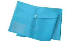 پوشه دکمه‌دار پلاستیکی جاکارتی‌دار- رنگ آبی