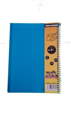 دفتر 80 برگ فنری طلقی لبه رنگی احسان-کیفیت عالی- رنگ آبی