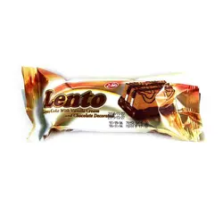 کیک اسفنجی سه لایه با مغزی کرم وانیلی و زیری شکلاتی لنتو مکث- 55 گرم