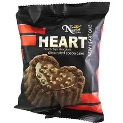 کیک قلبی کاکائویی با کرم کاکائو و تزئین شکلات نظری- 125 گرم