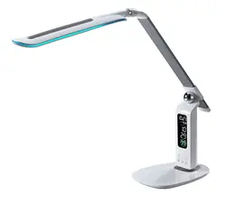 چراغ مطالعه led مدل 1230 نور سه رنگ ساعت دار و تقویم دار