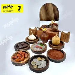 هفت سین چوبی با آینه شمعدان مدل 1401