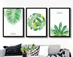 تابلو دیواری مدرن سه تکه برگ های سبز | ارسال رایگان
