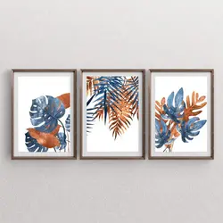 تابلو دکوراتیو سه تکه برگ های انجیری فانتزی | ارسال رایگان
