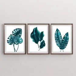 تابلو دکوراتیو سه تکه برگ های پهن خیلی سبز | ارسال رایگان