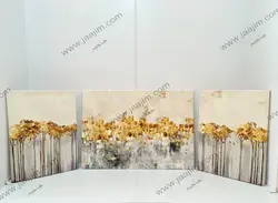 تابلو دکوراتیو سه تکه مدرن پروانه ، ماهی و پرنده های طلایی در ماه شب آخر کد TPAR30024 | ارسال رایگان