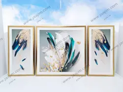 تابلو دکوراتیو سه تکه مدرن پروانه ، ماهی و پرنده های طلایی در ماه شب آخر کد TPAR30024 | ارسال رایگان