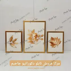 تابلو سه تکه گل مدرن سفید زمینه نارنجی کد TGOL30026 | ارسال رایگان