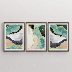 تابلو دکوراتیو انتزاعی سه تکه اکتشاف سنگ ها | ارسال رایگان