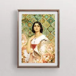 تابلوی لوکس از پرتره نقاشی زن جوان با ارسال رایگان | جاجیم