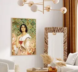تابلوی لوکس از پرتره نقاشی زن جوان با ارسال رایگان | جاجیم