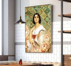 تابلوی لوکس از پرتره نقاشی زن جوان با ارسال رایگان | جاجیم