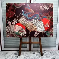 تابلو چهره زن سیاه و سفید مدرن با پر رنگی در سر کد T1t201 | ارسال رایگان | جاجیم