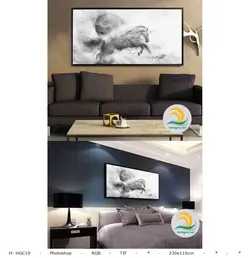 تابلو اسب دونده سفید در ابر و باد خاکستری با ارسال رایگان | جاجیم