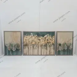 تابلو دو تکه دکوراتیو مدرن گوزن و درخت با ماه و خورشید طلایی | جاجیم