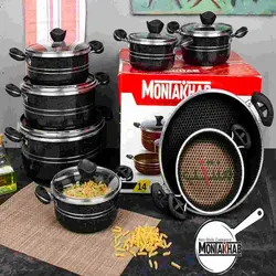 سرویس قابلمه ۱۴ پارچه داخل زنبوری ( برند منتخب ) - الساکالا فروش محصولات آشپزخانه