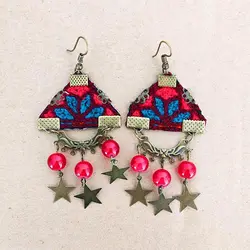 گوشواره سوزن دوزی مرواریدی مثلثی