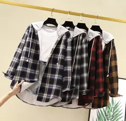 شومیز چهارخونه توخز کلاه دار 110 - گالری کوالا قشم | koala Gallery