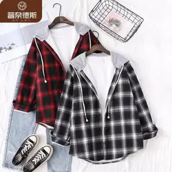 شومیز چهارخونه توخز کلاه دار 110 - گالری کوالا قشم | koala Gallery