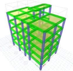 پروژه بتن 5 طبقه با سیستم قاب خمشی متوسط با دفترچه محاسبات وفایل ایتبس و سیف