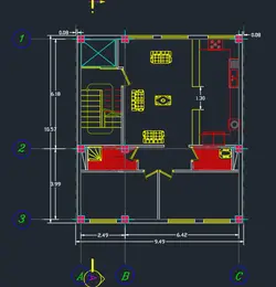 دانلود پلان 100 مترمربع 9 در 10 دو خوابه مسکونی 5 طبقه با پلان ها و نما و برش Cad