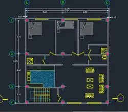 پلان 140 مترمربع 11 در 11 چهار طبقه سه خوابه با پلان مبلمان و اندازه گذاری و نما و برش
