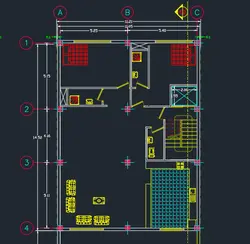 پلان 160 مترمربع 14 در 11 اتوکدی 5 طبقه روی پارکینگ با پلان مبلمان و پارکینگ و نما و برش