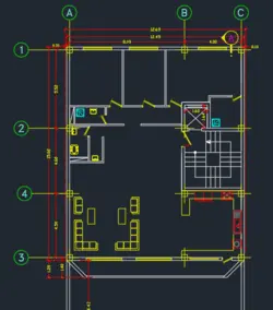 پلان ساختمان 12.49 در 15 پنج طبقه با پیلوت با تمام نقشه های معماری ساختمان