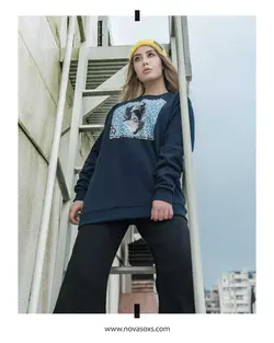 بلوز آستین بلند پارچه دورس زمستانی طرح منبت نووا
