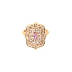 انگشتر طلا دژوار نگین صورتی | فروشگاه طلا و جواهر درگونه