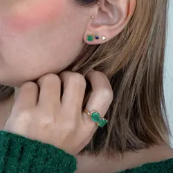 انگشتر طلا زمرد اشک و مربع | فروشگاه طلا و جواهر درگونه