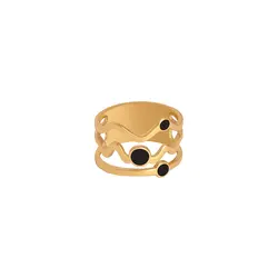 انگشتر طلا سه رینگ موج و دایره | فروشگاه طلا و جواهر درگونه