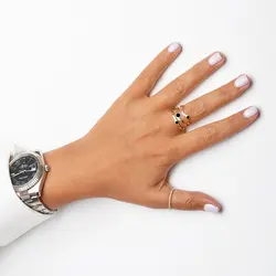 انگشتر طلا سه رینگ موج و دایره | فروشگاه طلا و جواهر درگونه