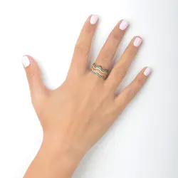 انگشتر طلا موج نگین آبی | فروشگاه طلا و جواهر درگونه