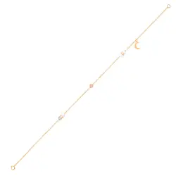 پابند طلا زنجیری ماه و گوی | فروشگاه طلا و جواهر درگونه