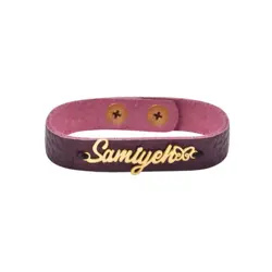 دستبند طلا و چرم اسم سامیه | فروشگاه طلا و جواهر درگونه