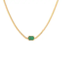 گردنبند جواهر باگت زمرد | فروشگاه طلا و جواهر درگونه