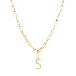 گردنبند طلا با آویز s | فروشگاه طلا و جواهر درگونه