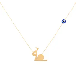 گردنبند طلا بچگانه حلزون و چشم نظر | فروشگاه طلا و جواهر درگونه