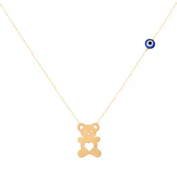 گردنبند طلا بچگانه خرس و چشم نظر | فروشگاه طلا و جواهر درگونه