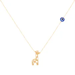 گردنبند طلا بچگانه زرافه و چشم نظر | فروشگاه طلا و جواهر درگونه